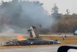 Small plane crashes on I-95 during Massachusetts rush hour, killing 2